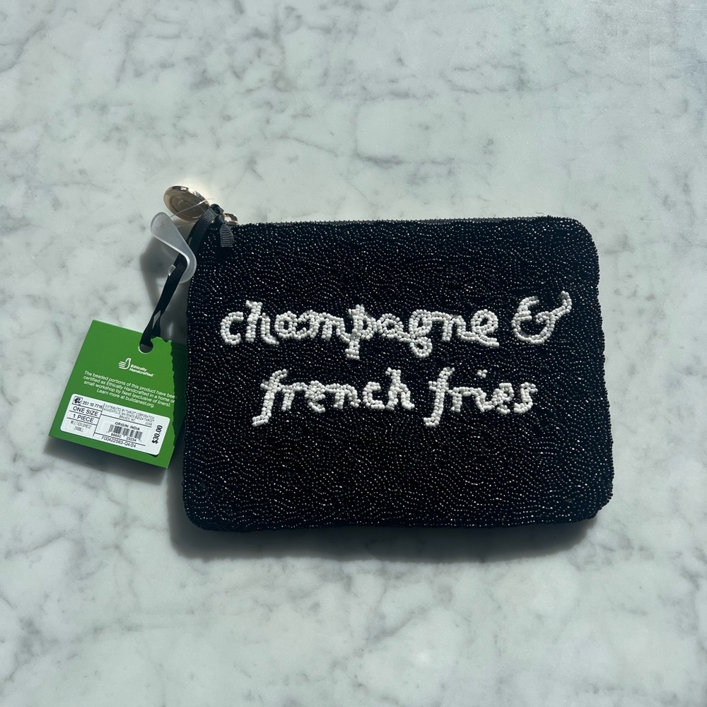 NWT Kate Spade New York X Target Champagne & French Fries Beaded Clutch Purse